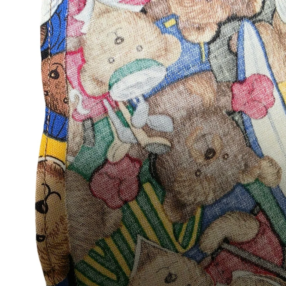 Vintage‎ Handmade Teddy Bear Sports Print Round Christmas Tree Skirt Holiday